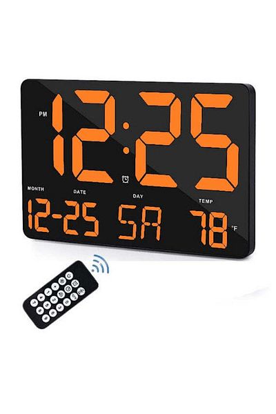 VTM Digital Table and Wall Clock with Orange LED, Calendar, Temperature, Alarm, Snooze