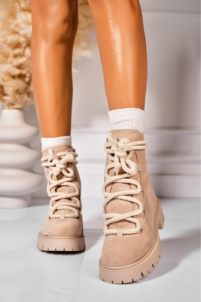 Joana Γυναικείες Μπότες Hatley Μπεζ με Επένδυση από Γούνα από Τεχνητό Σουέτ