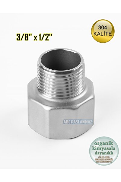 abcpaslanmaz Dişli Lüle | Krom Redüksiyon | 3/8'' x 1/2'' (3 Adet) Paslanmaz ...