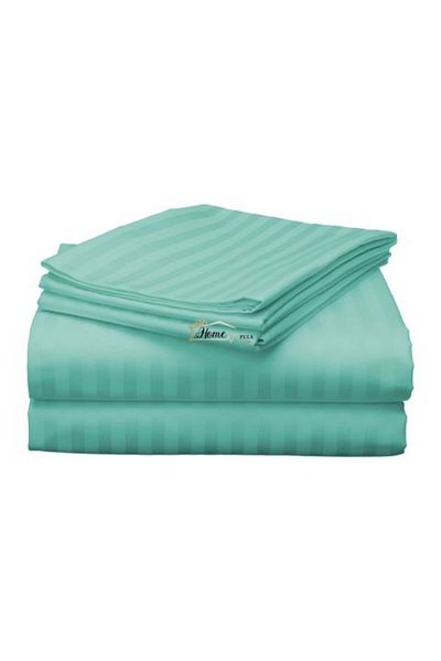 HomePuls Double King Size Bed Sheet Damask Polycotton Stripe 1 cm, 230 x 260 cm, Light Turquoise