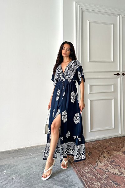 Butik Elisa Desen Viskon Maxi Elbise