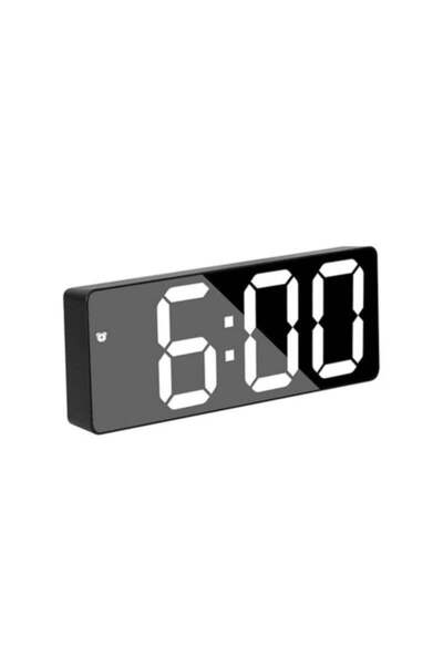 VTM Black Digital Clock with White LED, Alarm, Temperature, Voice Control, Adapter Included