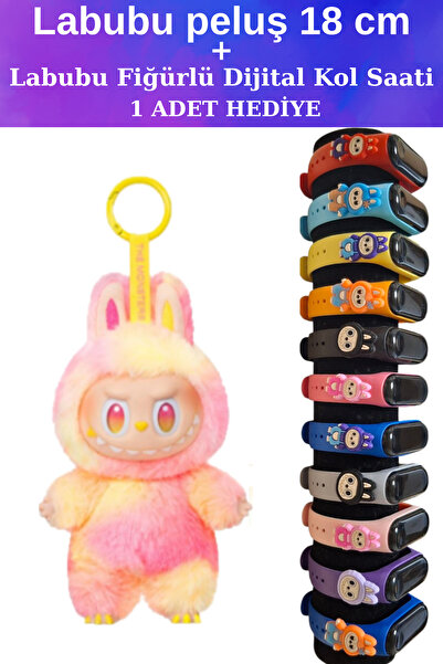 Pofika Labubu BIG INTO ENERGY Peluş 18 Cm + Labubu Fiğürlü Dijital Kol Saati 1 ADET HEDİYE