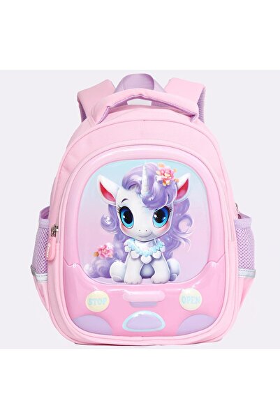 B4U Ghiozdan gradinita fete 2 compartimente roz Unicorn DAWEIMAO DW-587