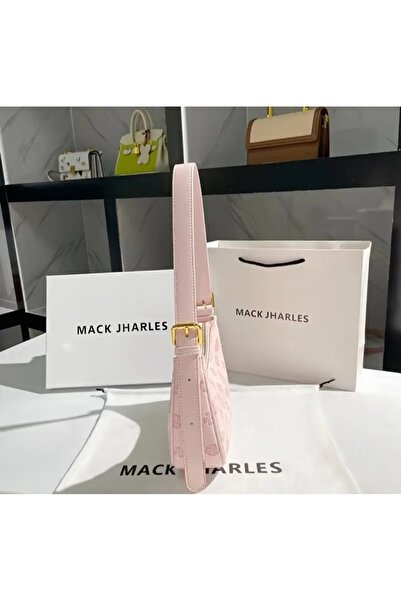ÇANTA Mack jharles pembe çiçek desenli ayarlanabilir suni deri askılı omuz çantası