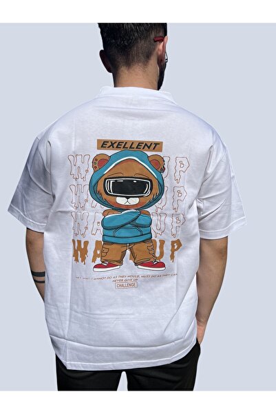 OEM Men's Oversized T-Shirt, 100% Cotton, Animated Bear Print with 'EXCELLENT' Message – Urban Streetw