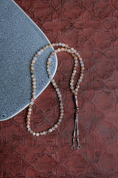 Saff Doğal Taş Certified Strin Metal Imame Tassel Prayer Beads