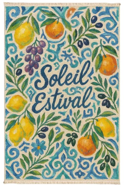 Markaev Yaz Güneşi Akdeniz Temalı Baskılı Dokuma Taban Halı 269 YNG