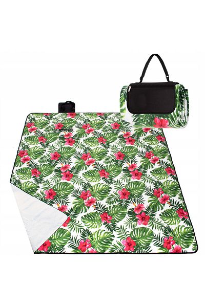 SERSIMO Picnic or beach blanket, with insulating foil and handle, 200x200cm, floral