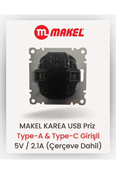MAKEL USB Priz | Type-A & Type-C Girişli | 5V / 2.1A (Füme)