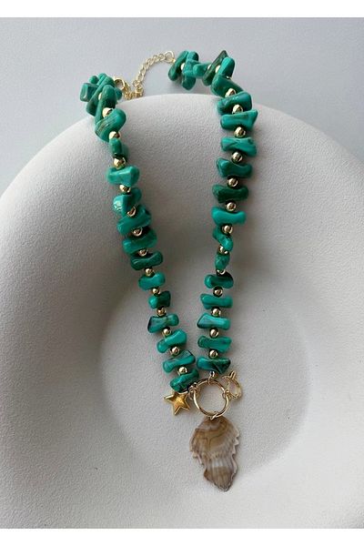mos&more Elegant Beach Necklace with Blue Beads
