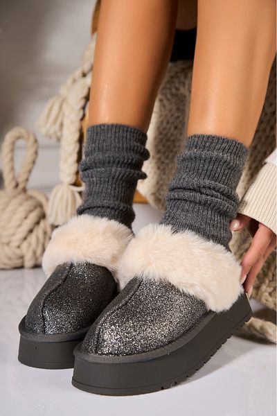 Joana Women's Fur-lined Bronze Glitter Boots Dalyce