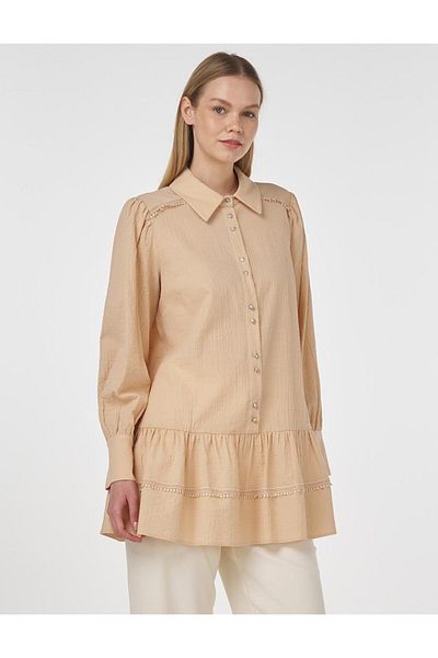 Kayra Stripe Scalloped Viscose Tunic