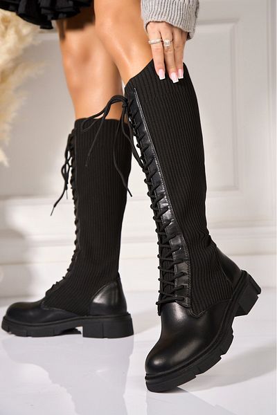Joana Black Winter Boots Made of Ecological Leather Lilyona