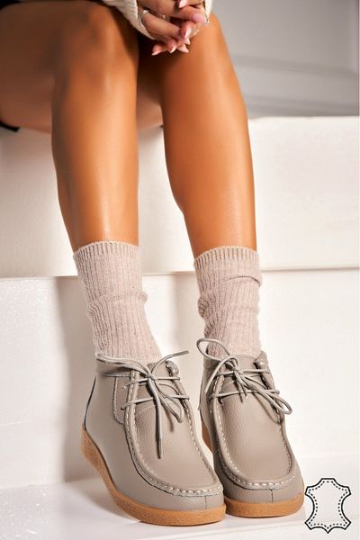 Joana Women's Genuine Leather Boots Grey Delmy