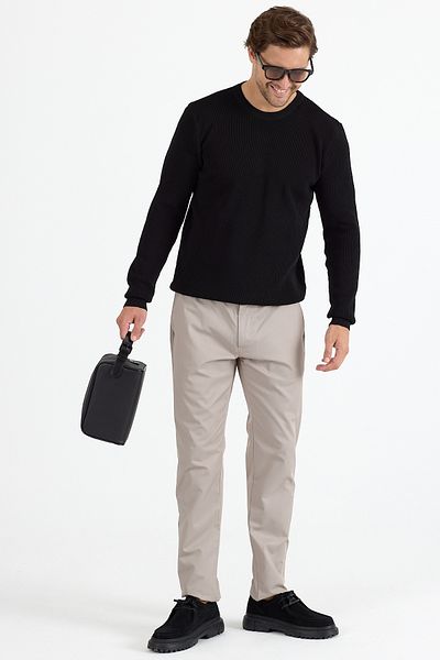 GEİO Men's Regular Fit Selani̇k Knitted Circle Neck Knitwear Sweater