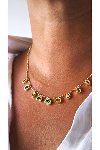 VOBEEYKU حجر الباجيت الملون على شكل صف من الذهب