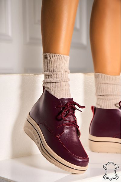 Joana Women's Genuine Leather Boots Bordeaux Teana