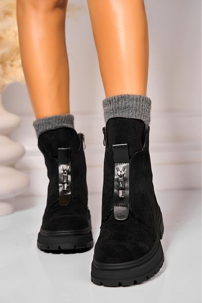 Joana Women's Black Fur-lined Boots Made of Eco-Suede Leather Leisel2