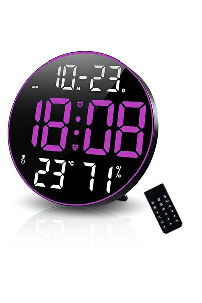 VTM Digital Table and Wall Clock Purple LED, Calendar, Temperature, 2 Alarms,...