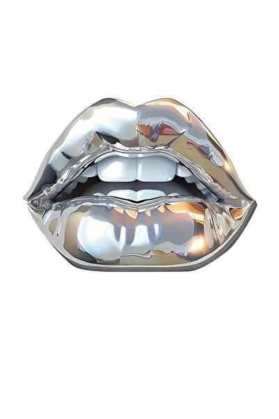 MegaSticker ملصق شفاه فضي للسيارة والدراجة النارية والخوذة والكمبيوتر المحمول...