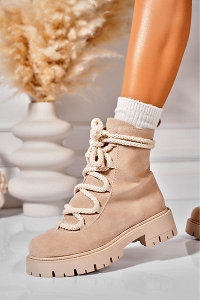 Joana Hatley Beige Faux Suede Fur-lined Women's Boots