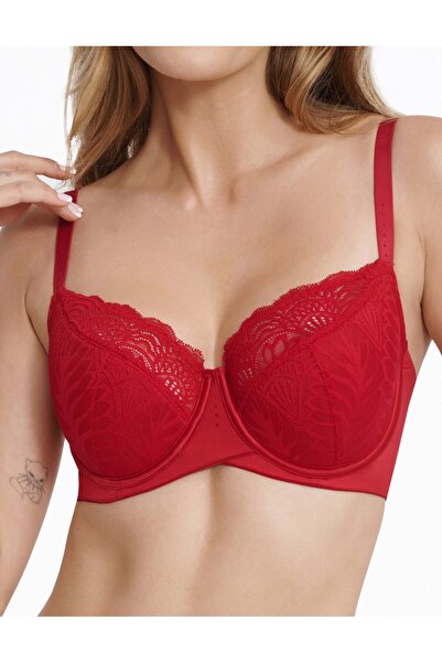 ESOTIQ Lightly Padded Bra Underwired with Floral Lace & Decorative Crystals Elegant | Isabelle