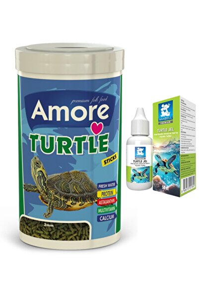 AMORE Turtle Green Sticks 1000ml Yem, Kaplumbağa Kabuk Jel Bakım 50cc
