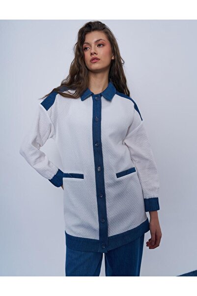 Kayra Denim Garnili Gofreli Ceket KY-B25-73028 - Ekru