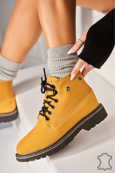 Joana Women's Yellow Suede Leather Boots Nolyn