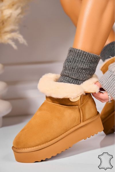 Joana Women's Genuine Suede Boots Camel Eires