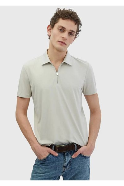 Ramsey Stone Plain Polo Neck T-Shirt