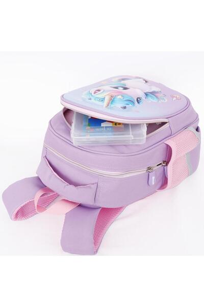 B4U Ghiozdan gradinita fete 2 compartimente mov Unicorn DAWEIMAO DW-589
