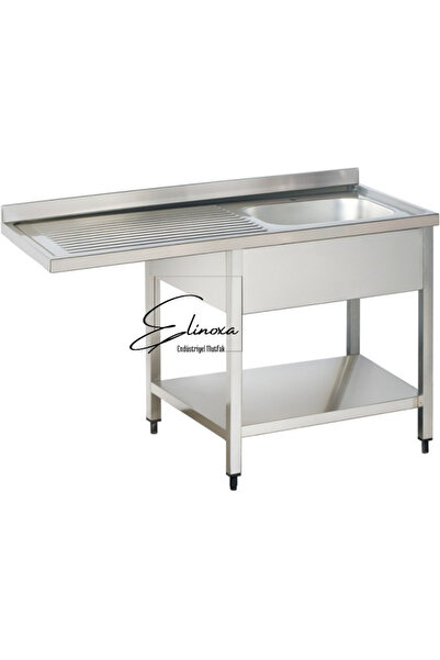 Elinoxa 720-04 Ticari Bulaşık Makinesi Evyesi, Sağ Lavabo, Alt Raflı