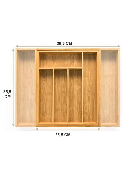 MİS KİTCHEN Bamboo Spoon Organizer Inside Drawer 7 Compartment Organizer Adjustable Size
