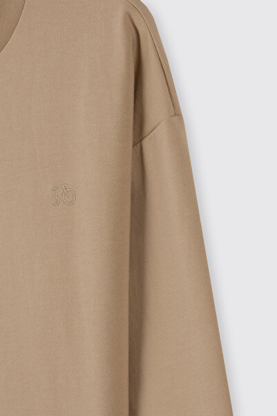 Panço Erkek Çocuk Bisiklet Yaka Bej Sweatshirt