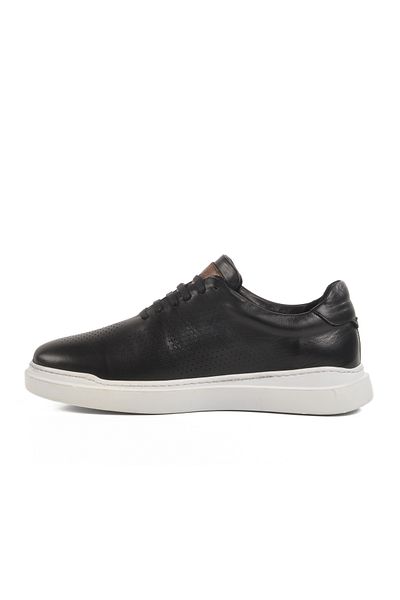 AYK'S Black-White Genuine Leather Men's Casual Shoes Premium 411 m