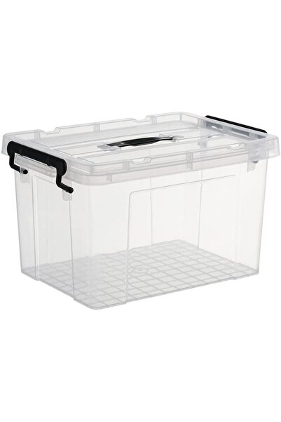 SKY TOUCH صندوق تخزين بلاستيكي شفاف من SKY-TOUCH مع غطاء قابل للقفل وعجلات، سلة تنظيم بلاستيكية بمقابض،