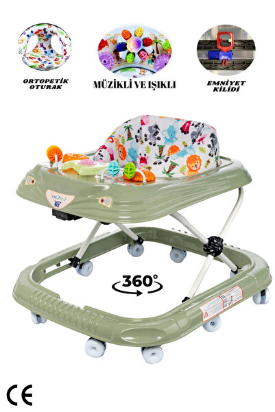LAYLİNE Oyuncaklı Müzikli 3 Kademeli Örümcek Bebek Yürüteç 10 Teker