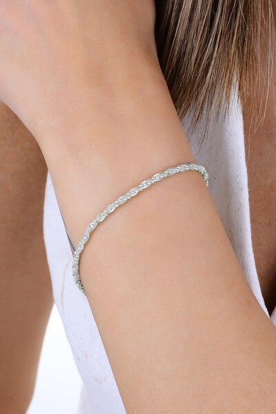 Söğütlü Silver Gümüş top zincir detaylı burgulu İtalyan bileklik SGTL12943RODAJ