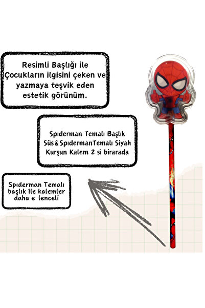 booddie قلم رصاص أسود ورأس قلم رصاص (رأس محمول) من سبايدر مان سبايدر مان، قطعتان