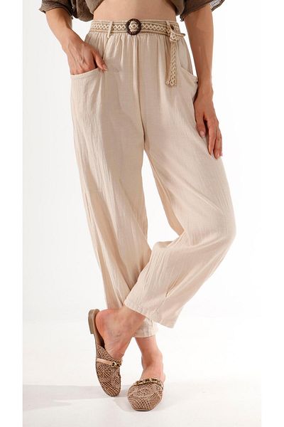 shE tekstil Belted Pleated Trousers