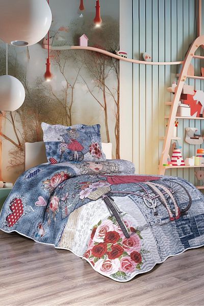 BELENAY HOME Flower Girl's Single Bedspread Set - Pique Set