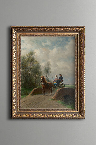 epiqart At Arabasıyla Yolculuk - Vintage Desenli Çerçeve