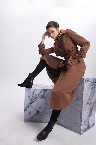 Zühre Jacket Collar Sleeve Detailed Brown Trench Coat 12667
