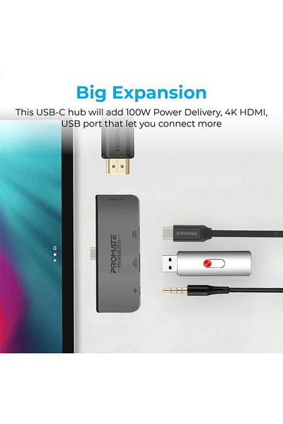 Promate 4in1 USB-C Multimedia Hub