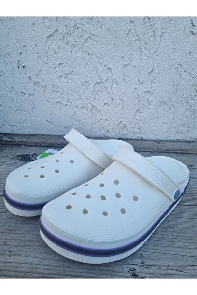 Huzurlu Adımlar White Purple Imported Slippers with Large Writing on the Back