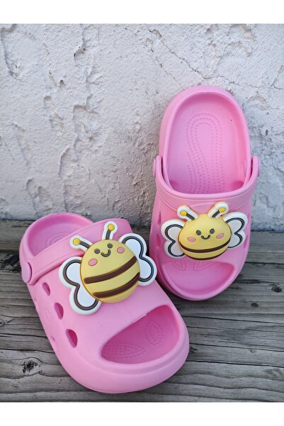 Huzurlu Adımlar Pink Children's Sandals / Slippers with Bee Pattern