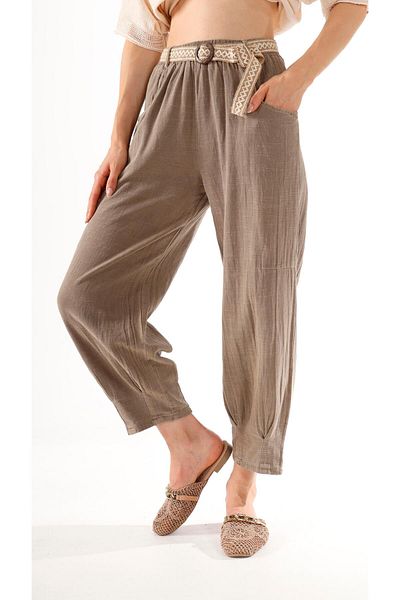 shE tekstil Belted Pleated Trousers