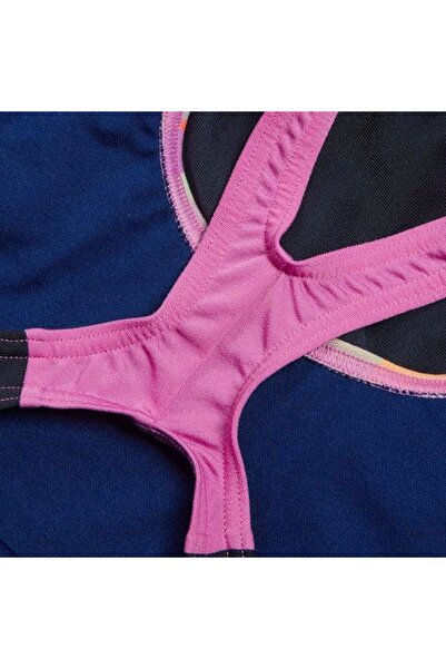 SPEEDO Цифров печат Splashback Момичешки бански костюм Тъмносин-розов